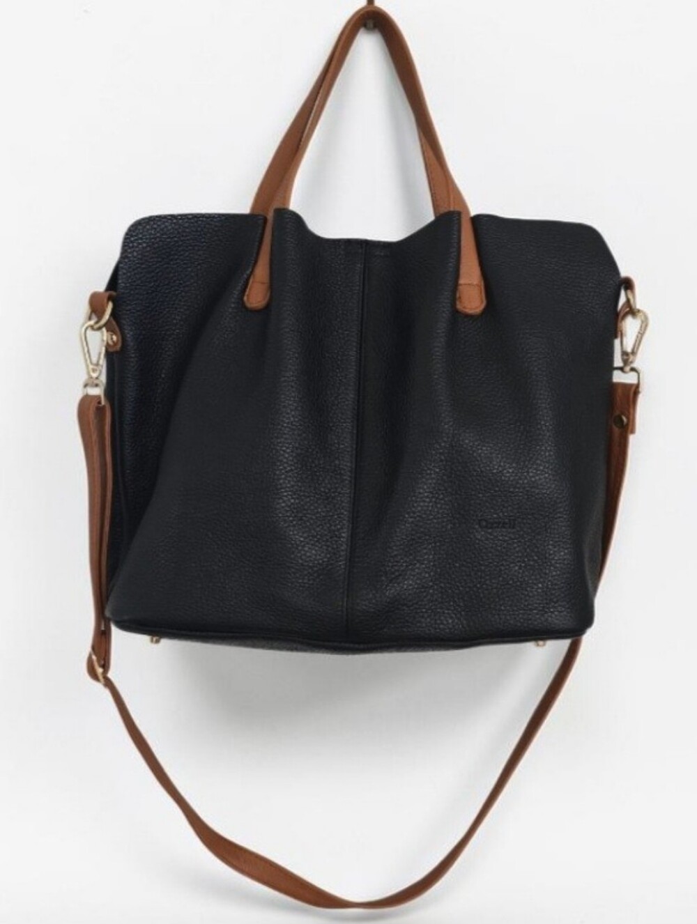 Ozzell London Milano Black Premium Leather  Crossbody Tote Bag!